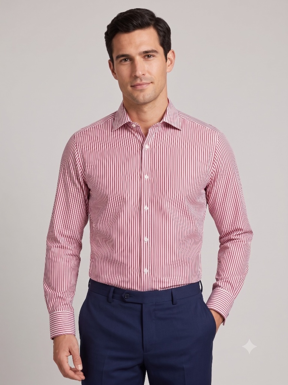 Thomas Pink Jermyn Street London Red Striped Dress Shirt Slim Fit